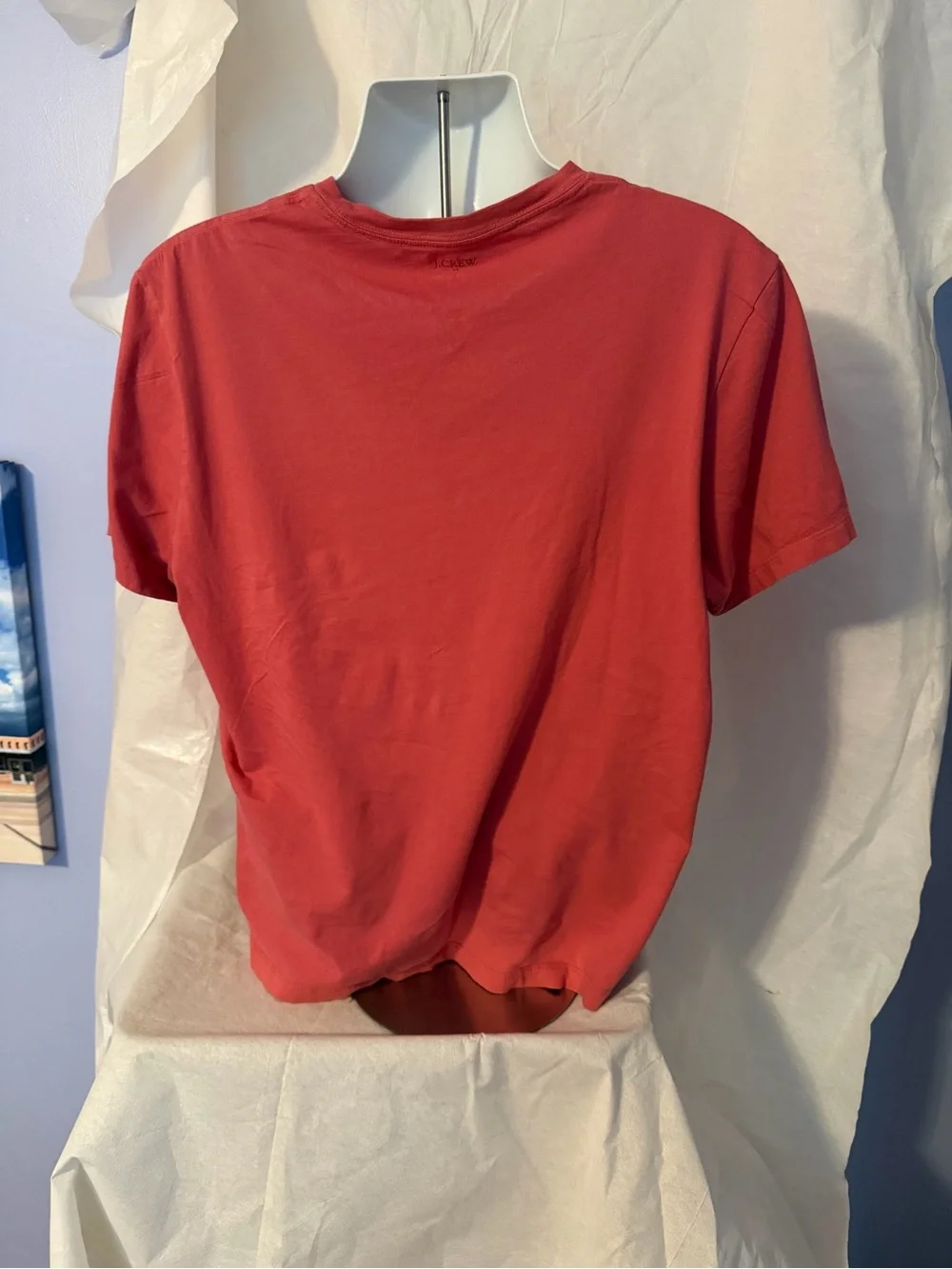 J. Crew Men's NYC Boroughs Graphic Tee - Coral Red with White Print